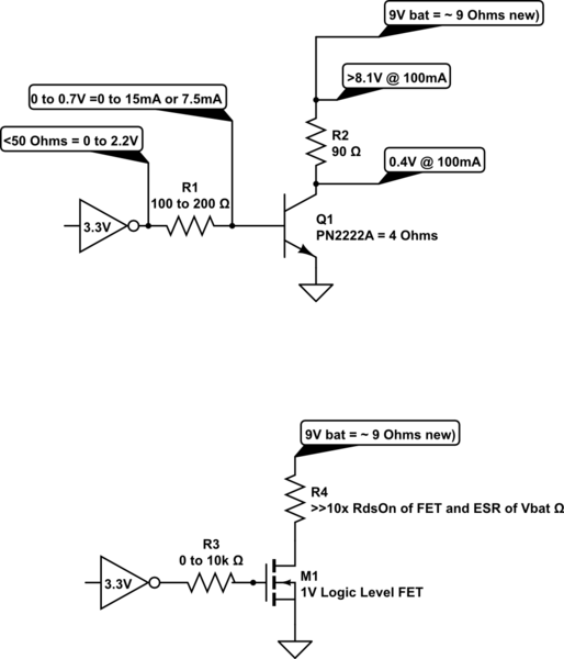 Can a MOSFET or transistor be used to switch on a 9V supply using a 3