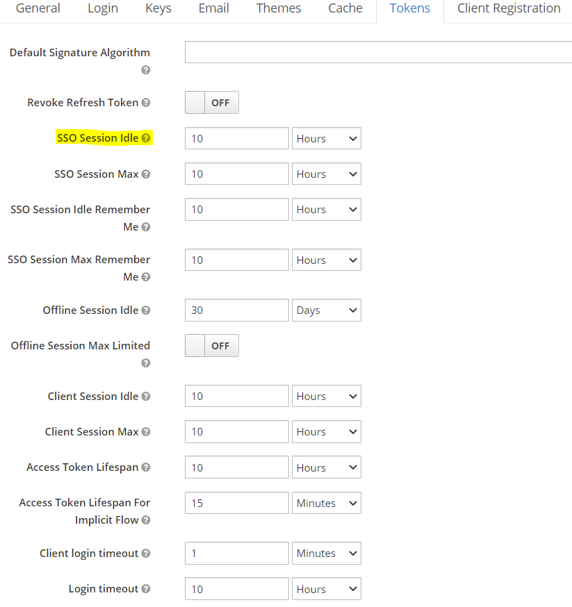 timeout Keycloak SSO Session Idle always set to 30 minutes Stack