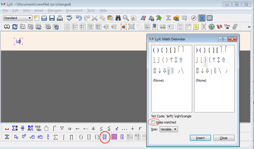 brackets Lyx Quick way to insert Dirac braket TeX LaTeX Stack Exchange