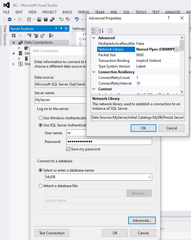 Cannot connect to SQL Server using Named Pipes through