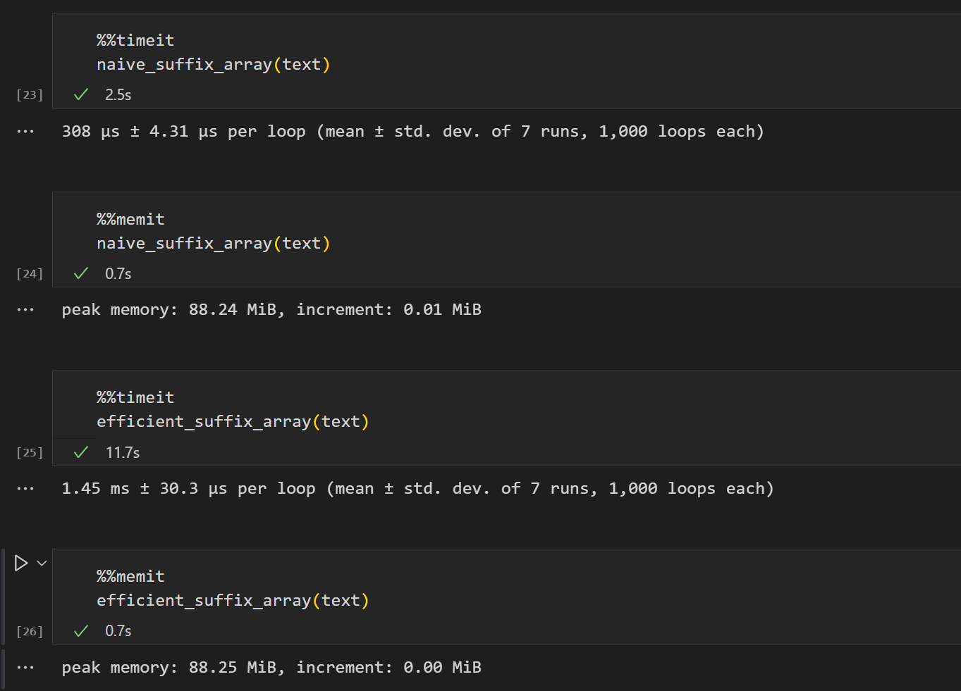 python Suffix Array, n^2*log(n) faster than n*log^2(n) even for large inputs? Stack Overflow