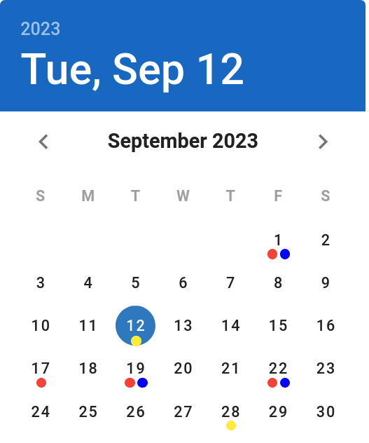 vuejs2 How can I change the event symbols in the Vuetify vdate