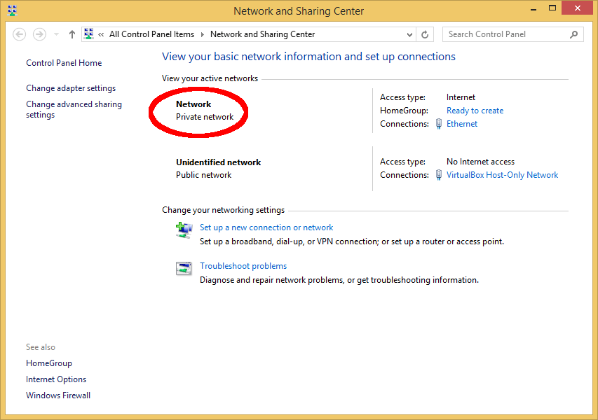 networking - Change Network Type for Adaptor (Public vs Private 