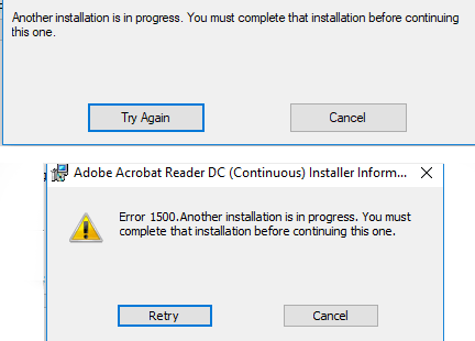 What tells the Windows installer service that another install is 