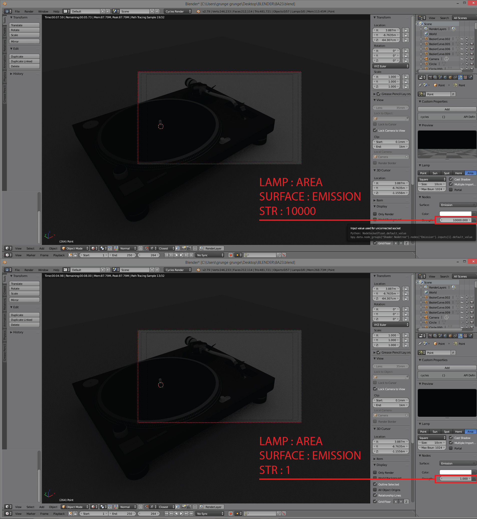 cycles render engine The light is too dark even at a high value