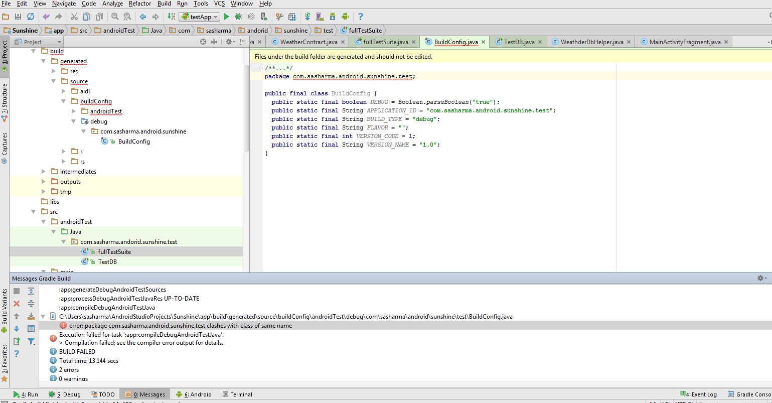java package name clashes with class of same name error in android