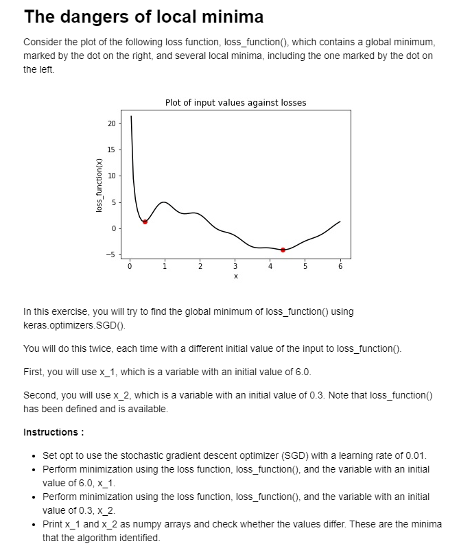 tensorflow Why does keras (SGD) optimizer.minimize() not reach global