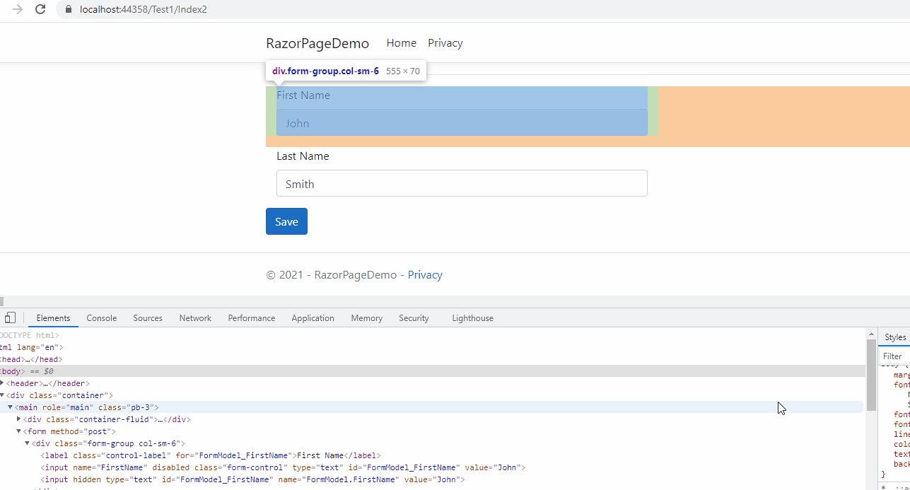 c How to prevent model binding of disabled or readonly input fileds