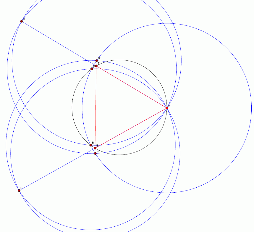 geometry Compass and straightedge contruction of an equilateral triangle inscribed in a given