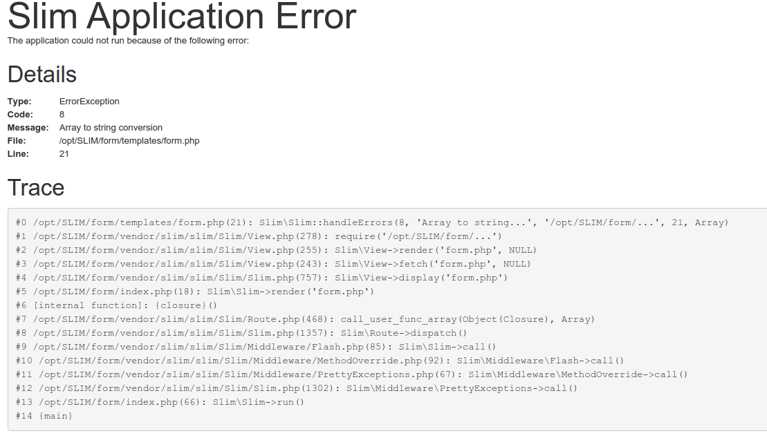 Php array to string conversion error with SLIM framework Stack Overflow