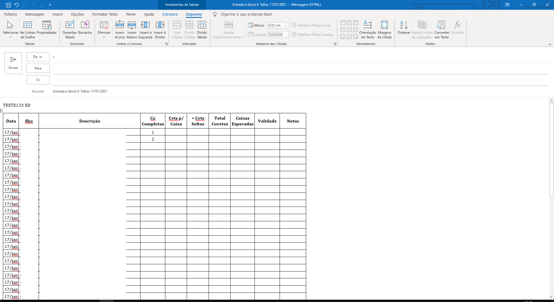 excel Specific columns width of a MailItem Table in Outlook using VBA