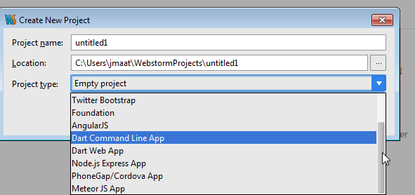 I can't create a new node.js project with webstorm 9.0.1