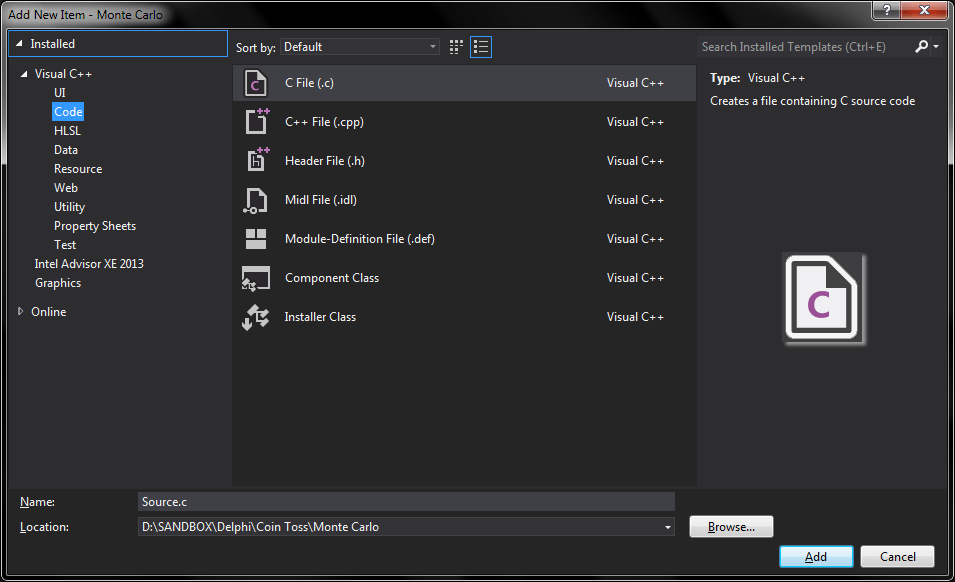 c++ Add C file to Visual Studio Stack Overflow