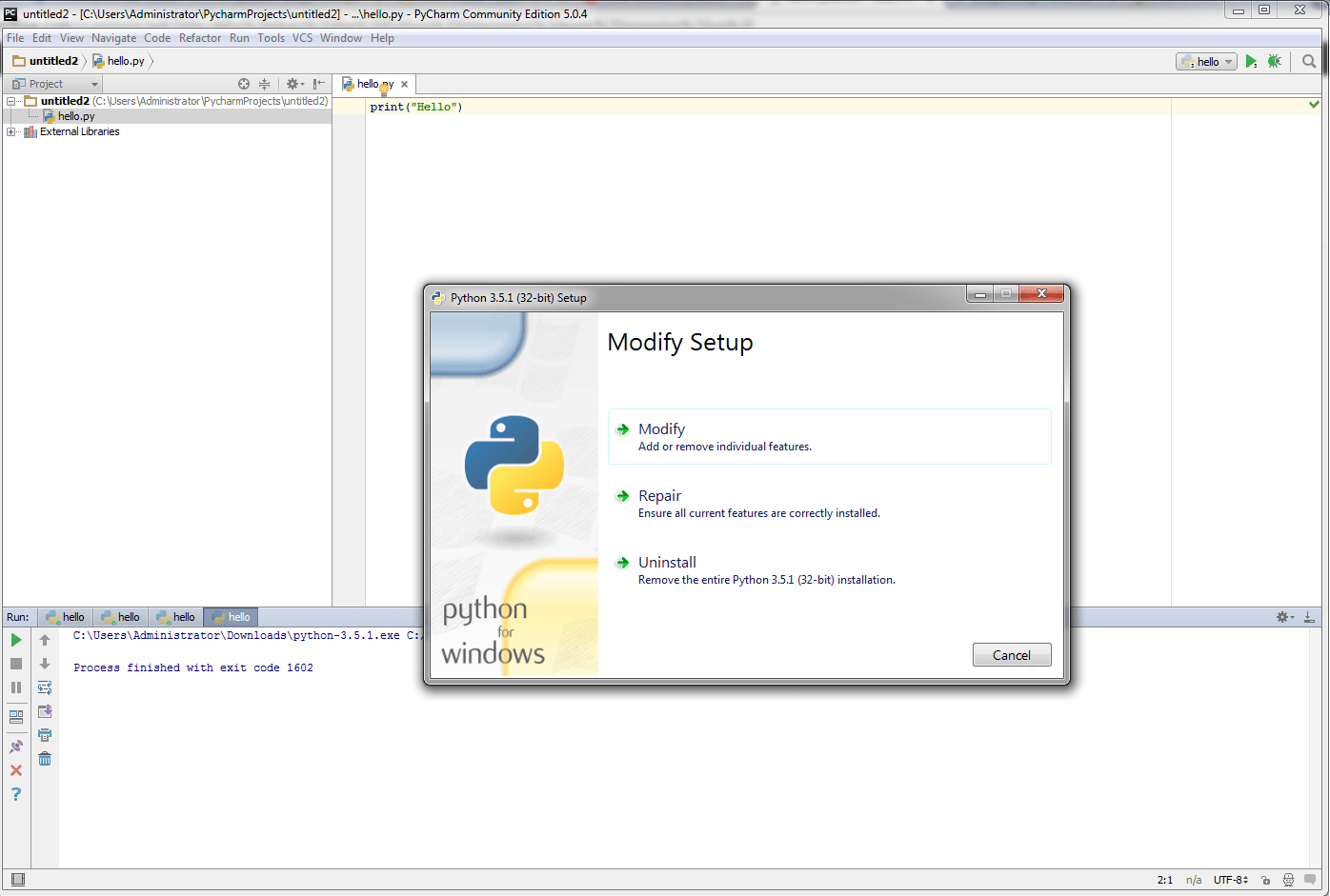 pycharm Why does the Python installer keep popping up