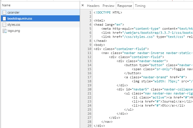 css Springboot Resource interpreted as Stylesheet but transferred