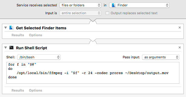 terminal Automator Shell Script ffmpeg image sequence to video