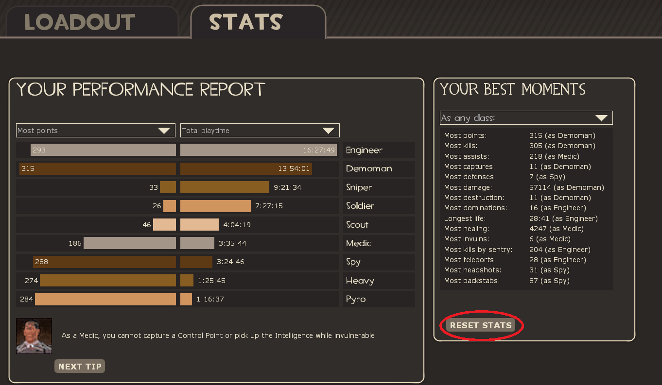 team fortress 2 Can I reset my TF2 statistics? Arqade