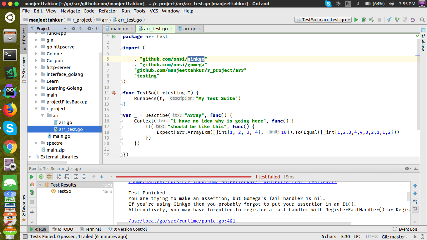 how to run test with ginkgo framwork in Go Stack Overflow