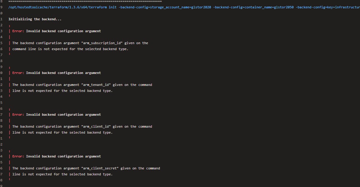 Terraform Throwing Error while doing Init with Azure DevOps Stack