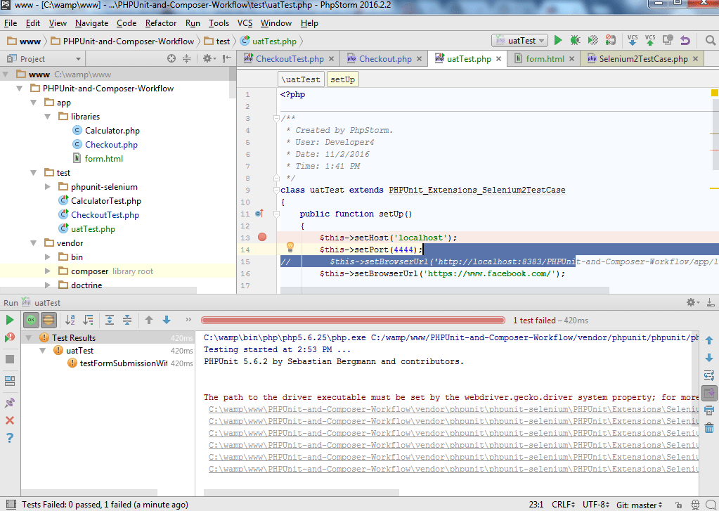 php error The path to the driver executable must be set by the
