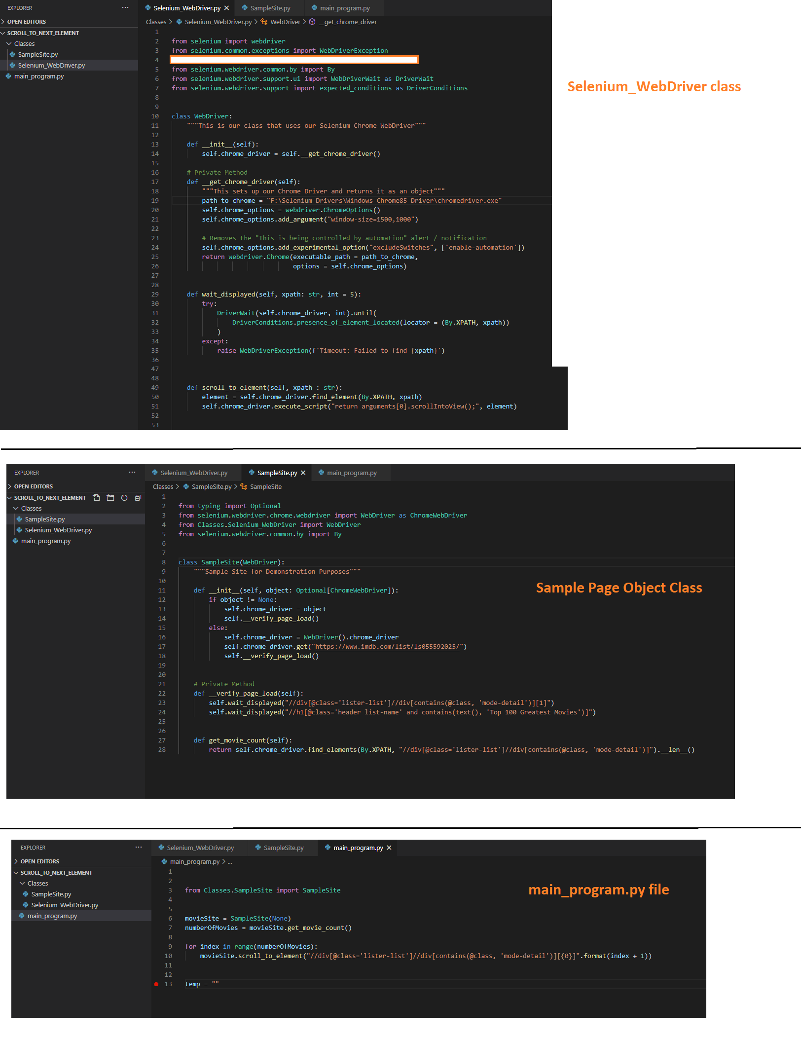 Scrolling to the next element in Selenium (Python) Stack Overflow