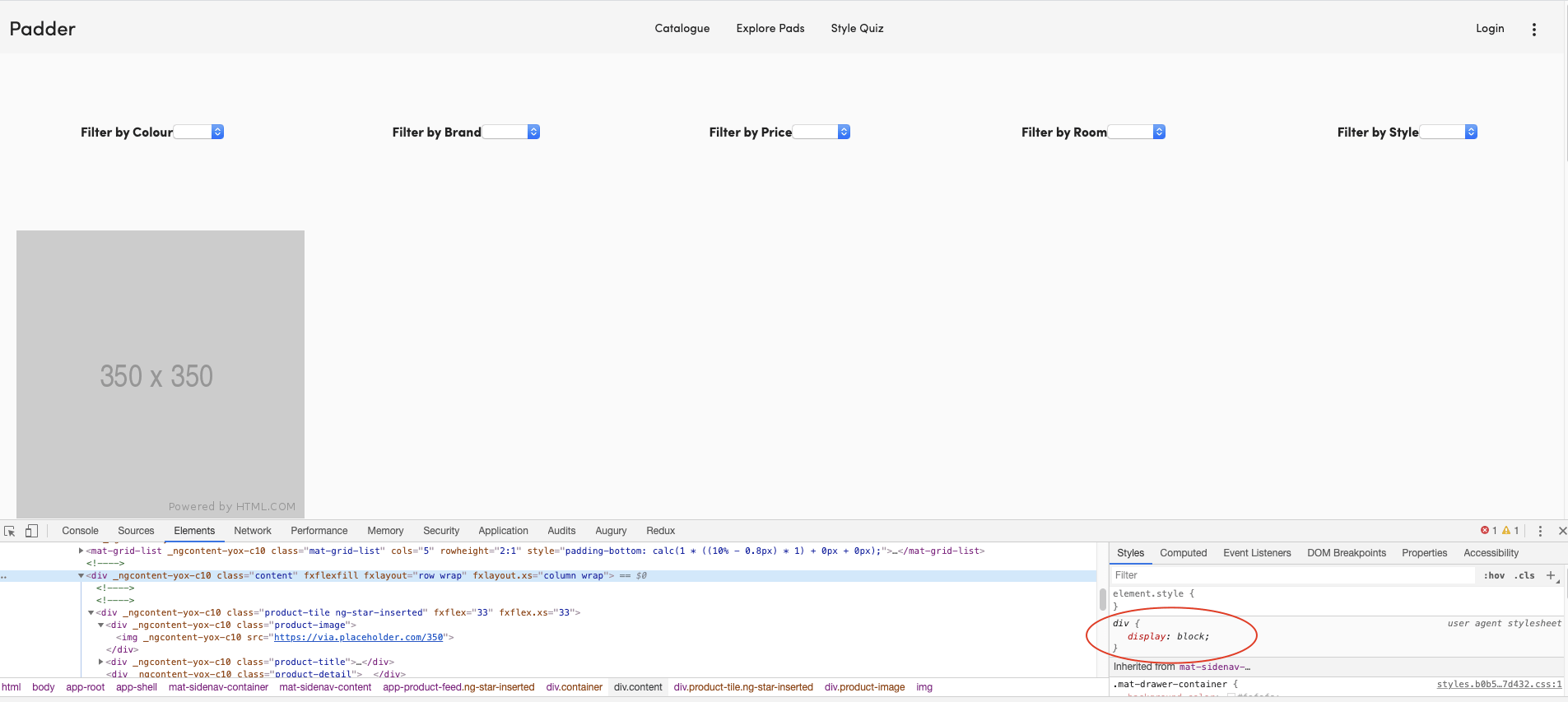 Why is Angular Flex Layout defaulting to small window view? Stack