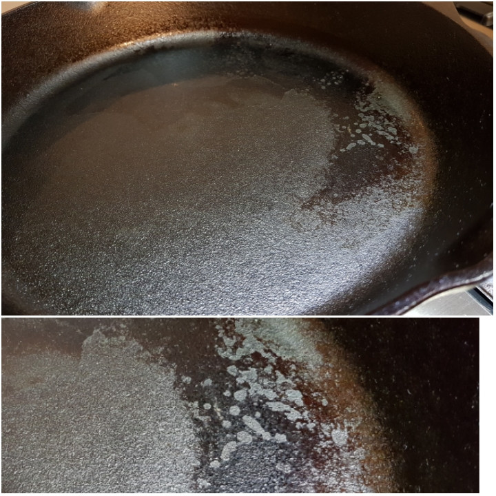 Cast Iron Skillet / Pan stains Seasoned Advice