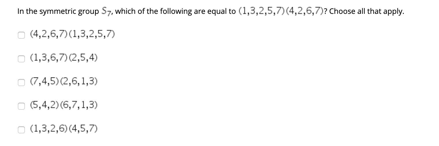 permutations Product of cycles in symmetric group S7 Mathematics