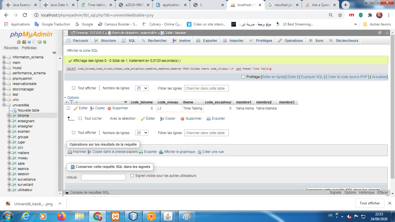 java problem sql request returns null though the it return right