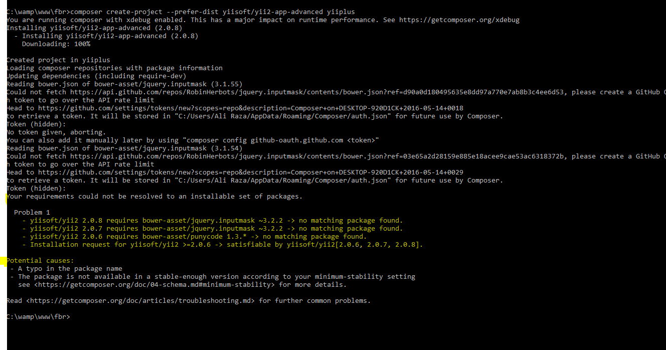 php Composer isn't getting vendor folder when I am