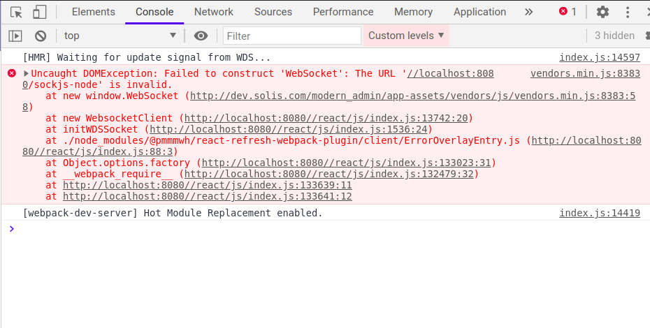 javascript Laravelmix6.0.10 got unknown error Uncaught DOMException