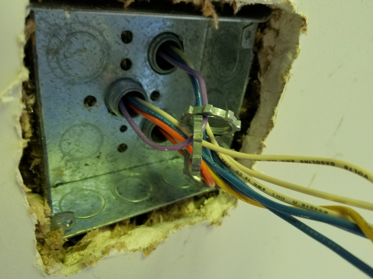 Electrical Ceiling fan electrical box swap. Conduit making issues