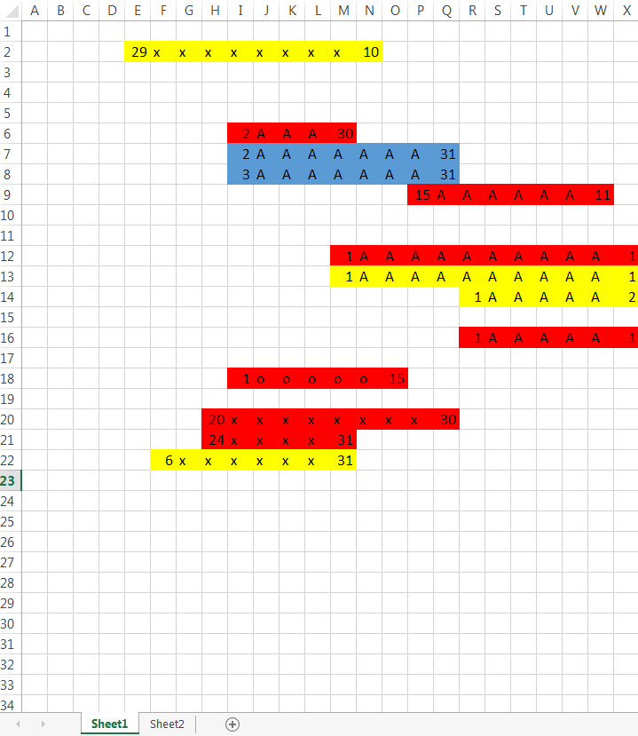 excel VBA crossworksheet color coded matching within cells that have