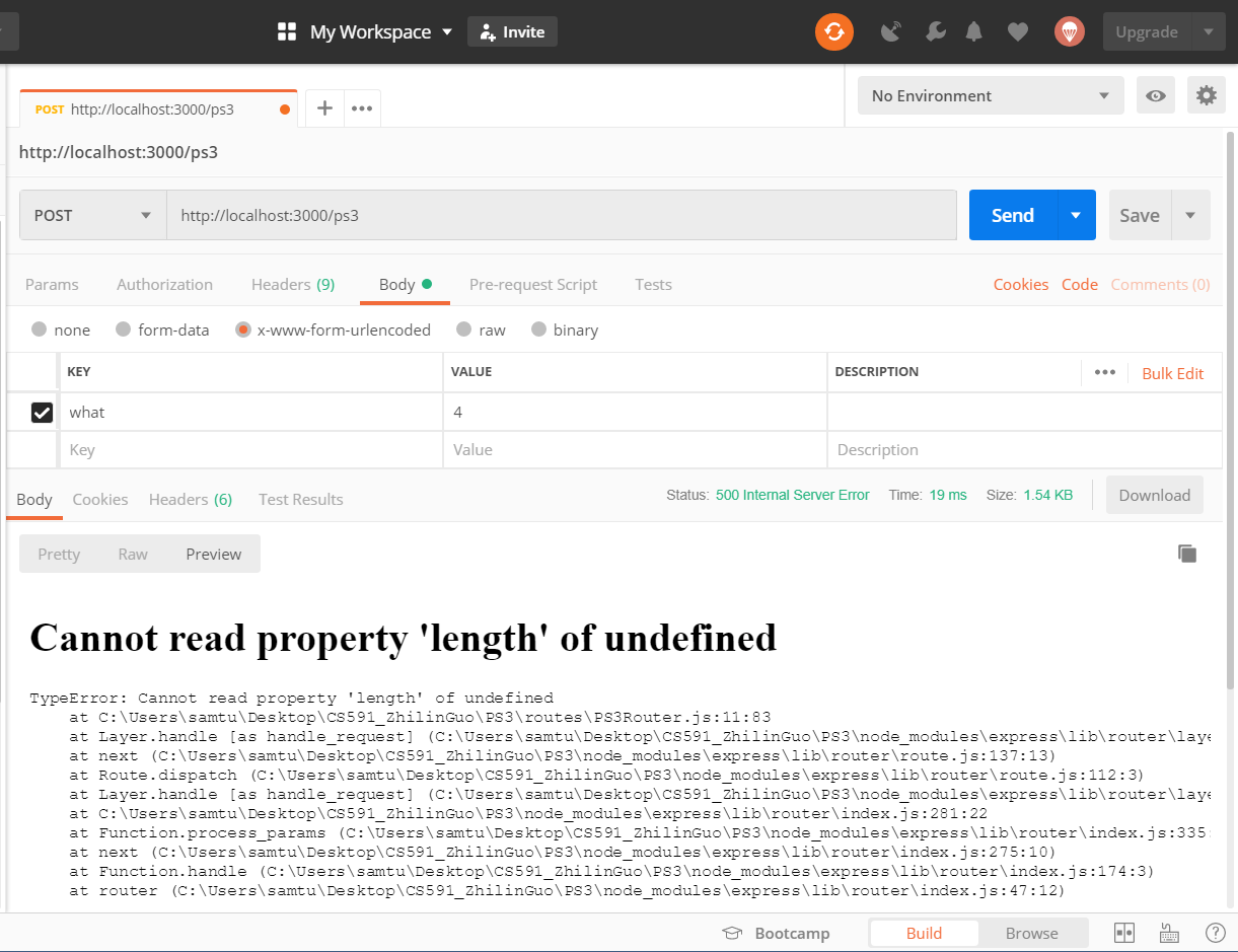 pug How to test POST method with Postman and xwwwformurlencoded