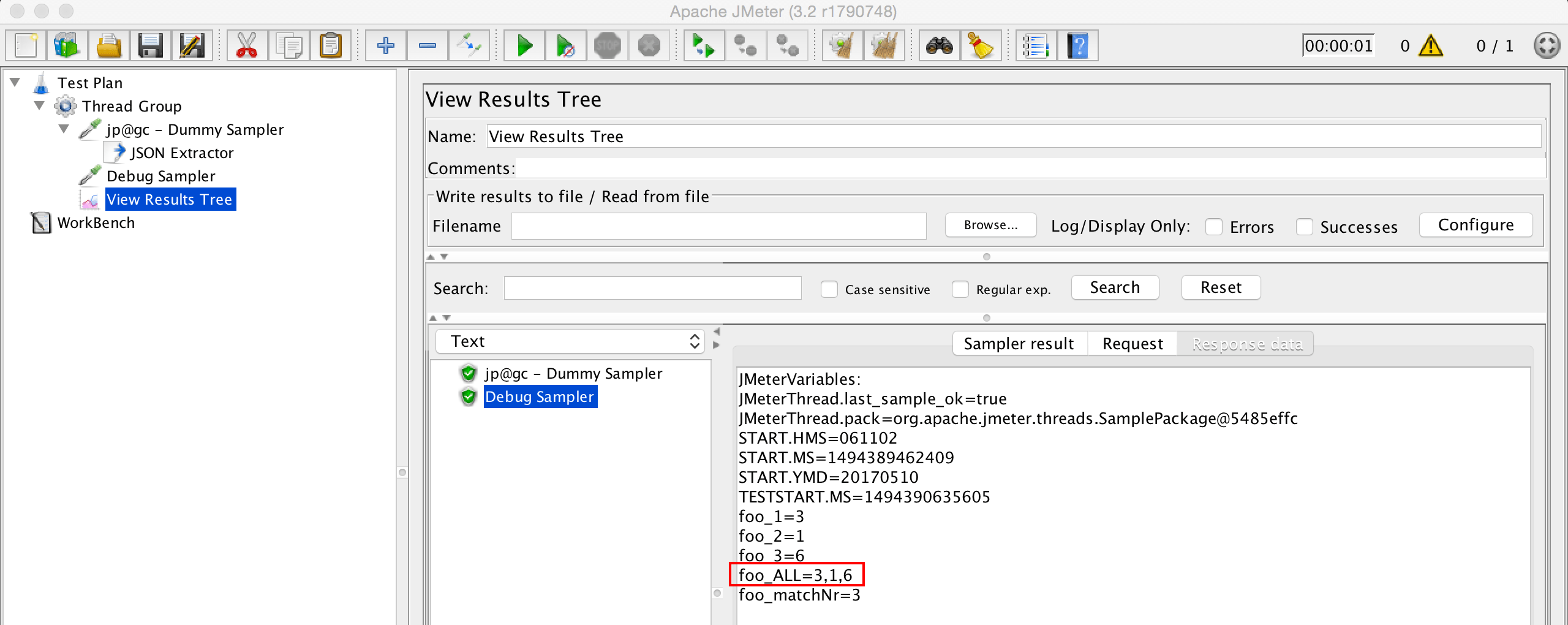 JMeter JSON Extractor, extract all values of one key in a string