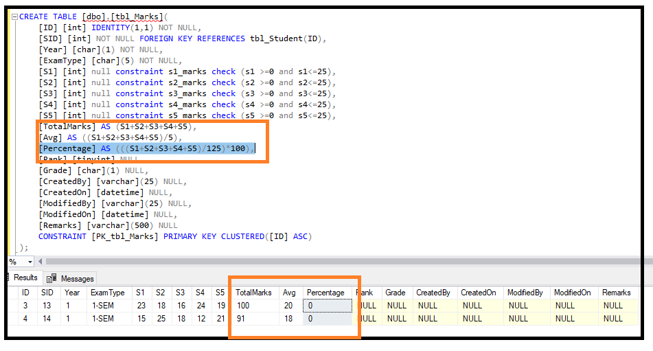 sql server 2017 Not adding Percentage, when I used Column