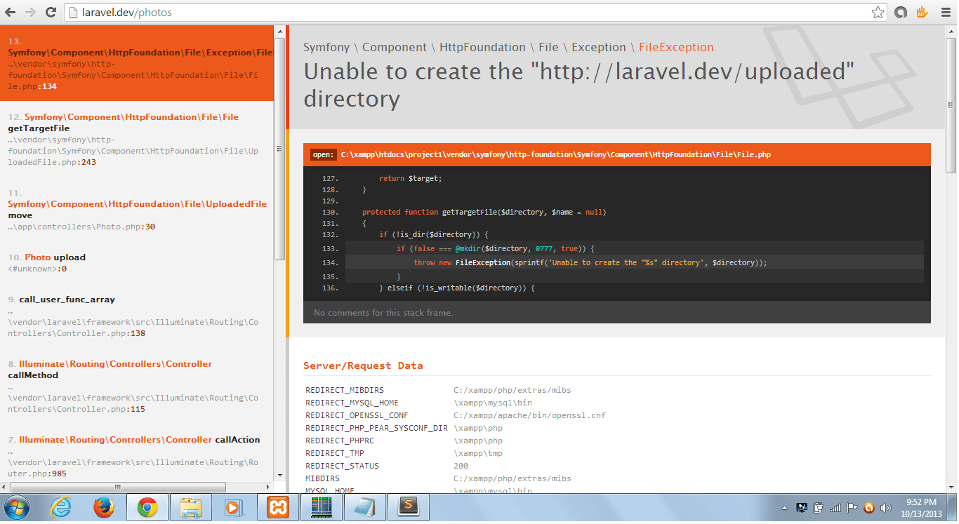 php Laravel File Uploading issues using a virtual host Stack Overflow