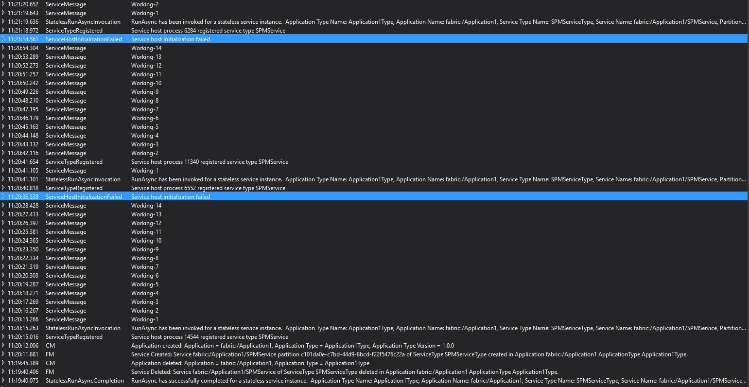 c Service Fabric Service initialization failed Stack Overflow