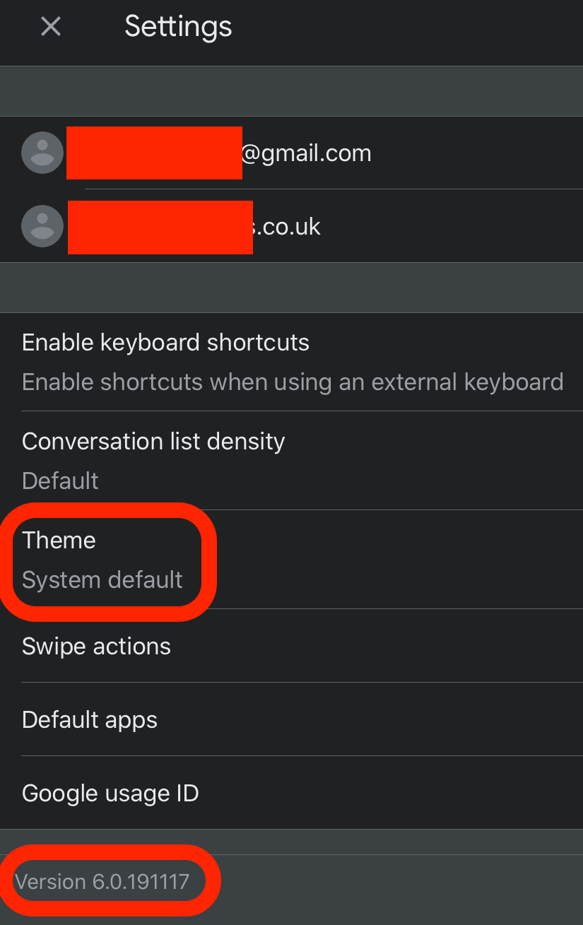 battery IOS / IPADOS Gmail Doesn't Respect Dark Mode