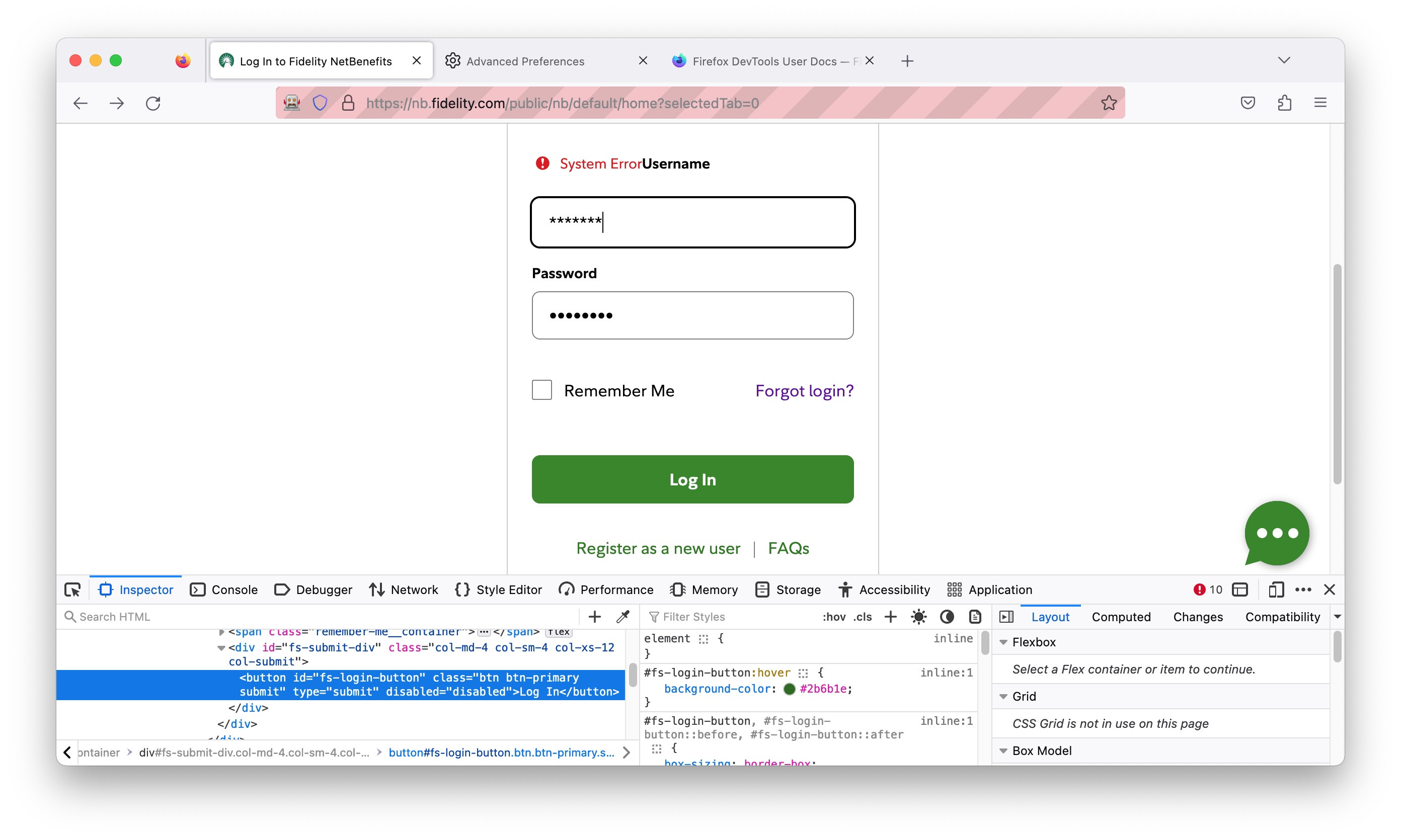 javascript debugger How can I click on a submit button that is