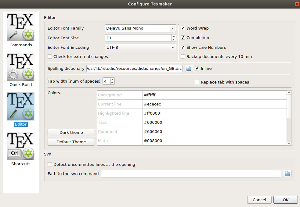 Texmaker Spell Check Language