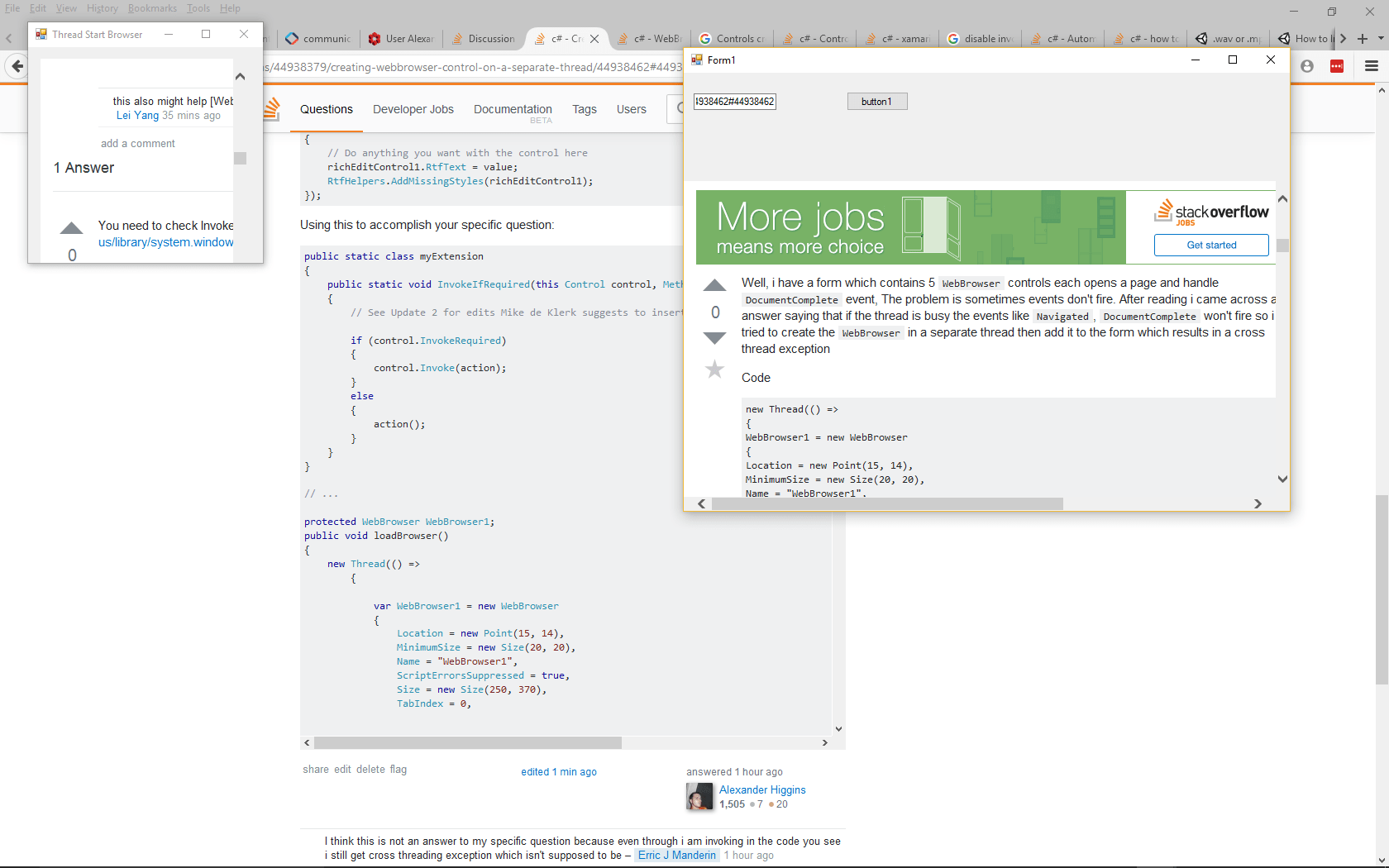 c Creating Browser Control on a separate thread Stack Overflow