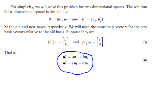 linear algebra Change of basis, confused about bases Mathematics