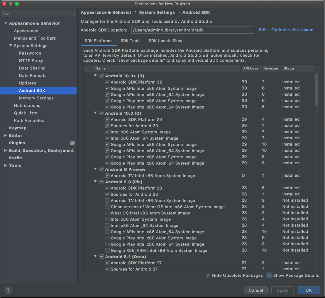 Flutter Emulator Error Failed to find Platform SDK with