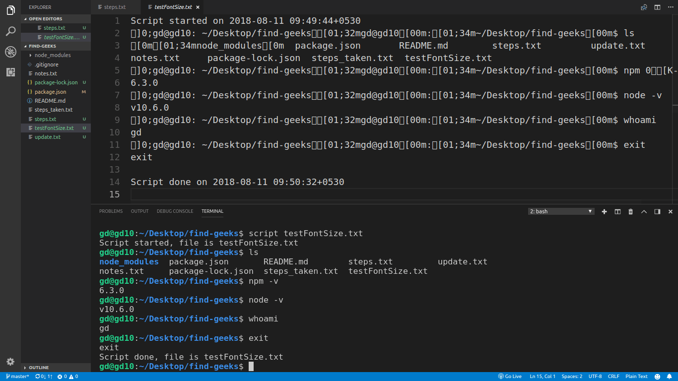 bash How to convert script command output into plain text Ask Ubuntu