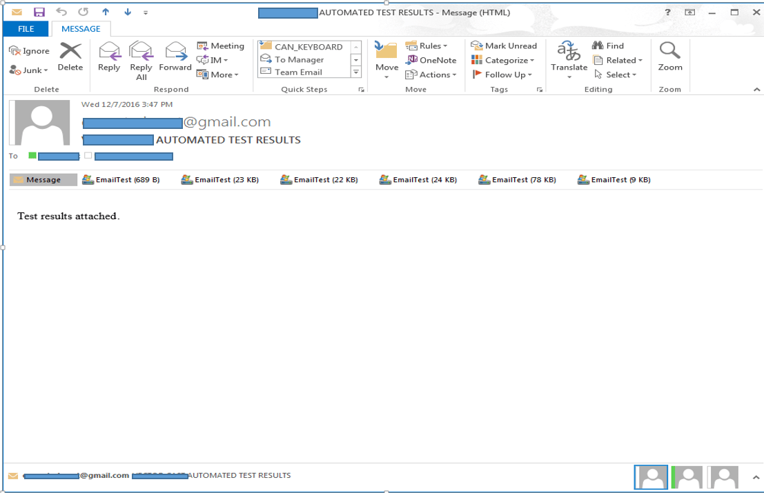 How do I get email attachments (.html, .txt) to show in the sent email