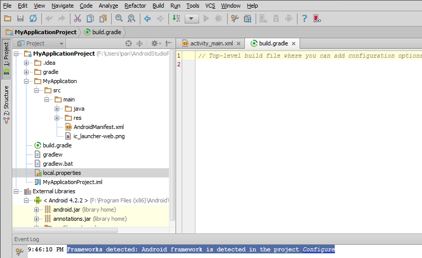 Android framework is detected in the project Stack Overflow