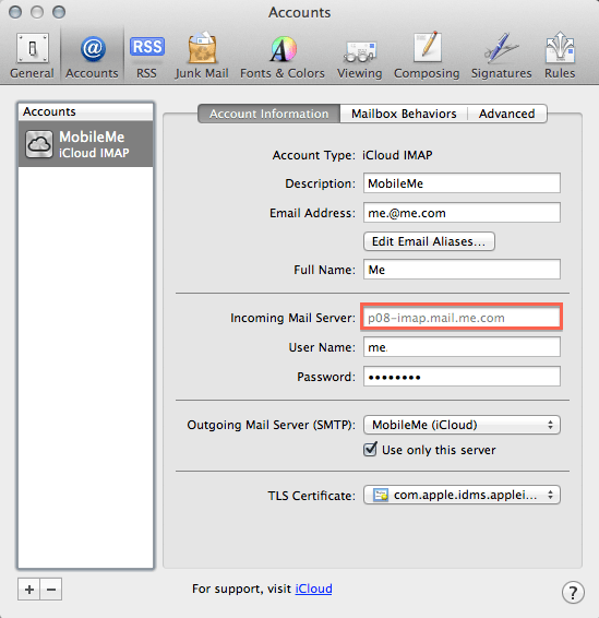 email the iCloud IMAP server rejected the