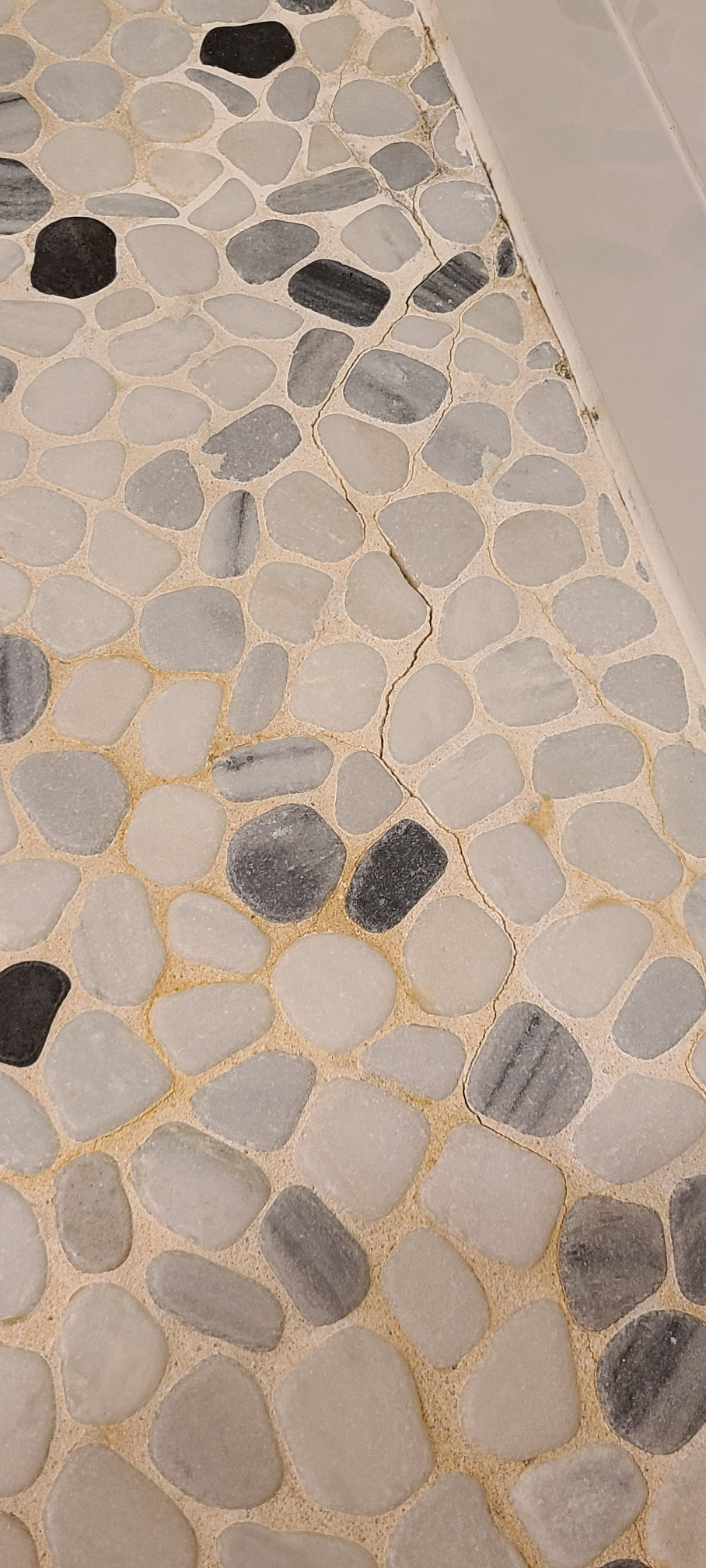 bathroom Shower pebble tile grout cracking Home Improvement Stack
