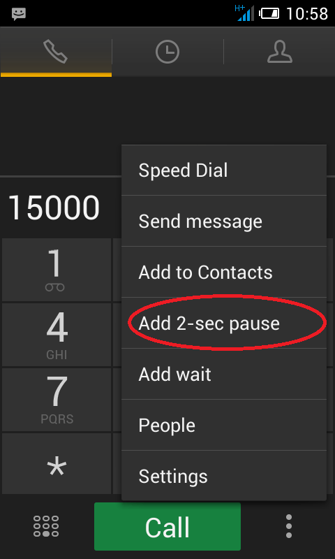Add 2-sec pause in phone call android - Stack Overflow